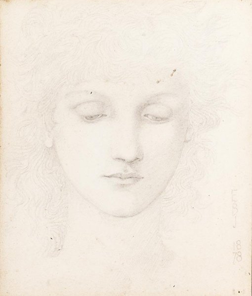 Head of a Girl by Edward Burne-Jones - Hand-Painted Oil Painting Reproduction