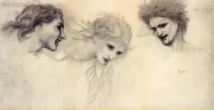 Head Study for 'The Masque of Cupid' by Edward Burne-Jones - Oil Painting Reproduction