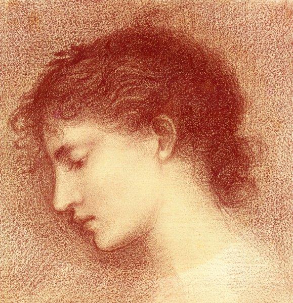 Head-Study of Maria Zambaco, probably for 'The Wine of Circe' by Edward Burne-Jones - Hand-Painted Oil Painting Reproduction