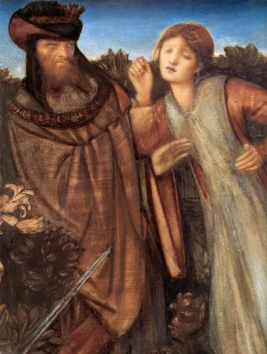 King Mark and La Belle Iseult Detail by Edward Burne-Jones - Oil Painting Reproduction
