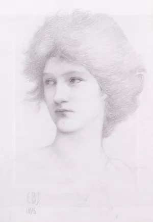 Portrait Study of Olive Maxse by Edward Burne-Jones Oil Painting