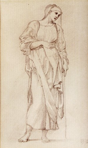 Study of a Standing Female Figure Holding a Staff Oil painting by Edward Burne-Jones