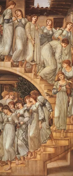 The Golden Stairs (also known as 'The King's Wedding' or 'Music on the Stairs') by Edward Burne-Jones - Oil Painting Reproduction