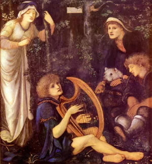 The Madness Of Sir Tristram by Edward Burne-Jones Oil Painting