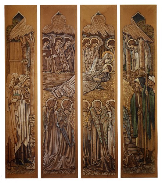 The Nativity, Cartoons For Stained Glass At St. David's Church, Hawarden by Edward Burne-Jones - Hand-Painted Oil Painting Reproduction
