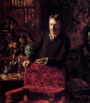 A Gentleman in an Interior Oil painting by Edward C. Leavitt