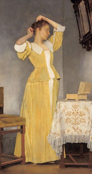 Bei der Toilette by Edward C. Leavitt Oil Painting