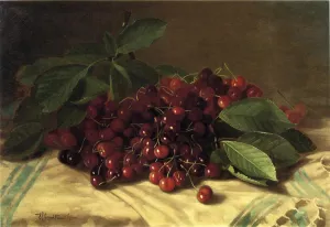 Cherries on a Tabletop by Edward C. Leavitt - Oil Painting Reproduction
