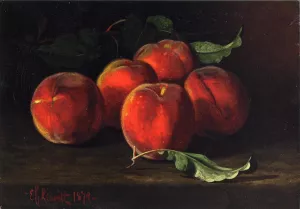Table Top Still Life of Peaches by Edward C. Leavitt - Oil Painting Reproduction