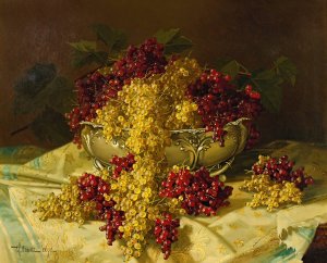 Still Life With Red And White Currants by Edward Chalmers Leavitt Oil Painting