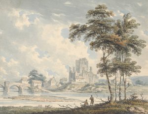 Kelso Abbey, Rosburghshire by Edward Dayes Oil Painting