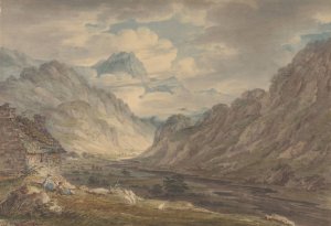 The Honister Pass from Gatesgarth Farm, Gatesgarthdale, Lake District by Edward Dayes Oil Painting