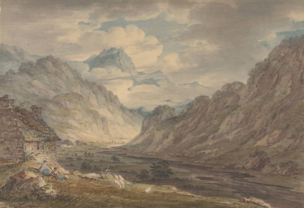 The Honister Pass from Gatesgarth Farm, Gatesgarthdale, Lake District  by Edward Dayes - Hand-Painted Oil Painting Reproduction