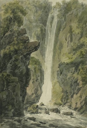 Waterfall by Edward Dayes Oil Painting