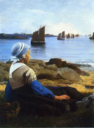 Awaiting His Return by Edward E. Simmons Oil Painting