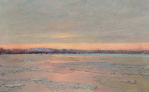 Winter Twilight on the Charles River by Edward Emerson Simmons Oil Painting