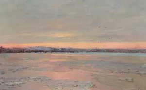 Winter Twilight on the Charles River by Edward Emerson Simmons Oil Painting