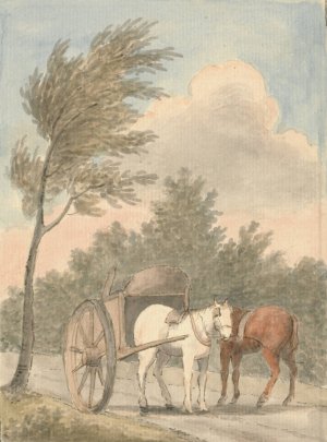 Horse Cart by Edward Francis Burney Oil Painting