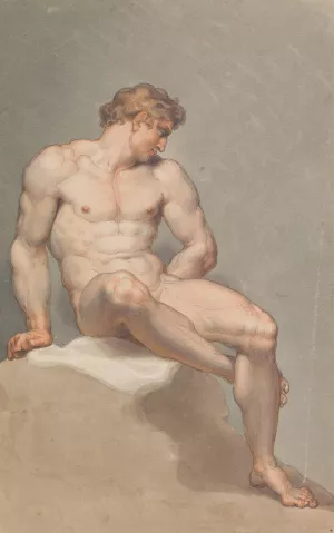 Study of a Male Nude Oil painting by Edward Francis Burney