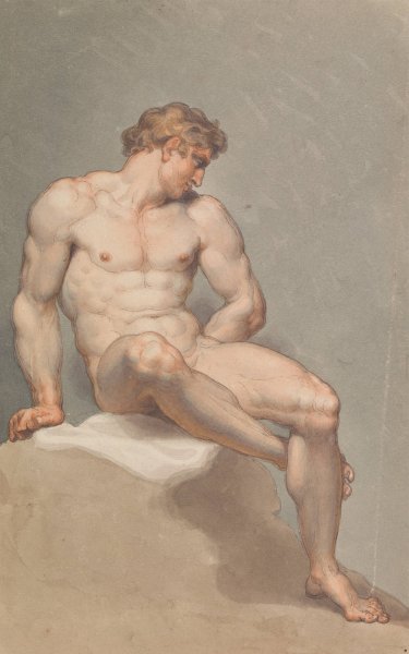 Study of a Male Nude by Edward Francis Burney - Hand-Painted Oil Painting Reproduction