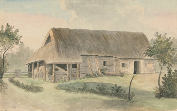 Thatched-roof Barn by Edward Francis Burney - Hand-Painted Oil Painting Reproduction