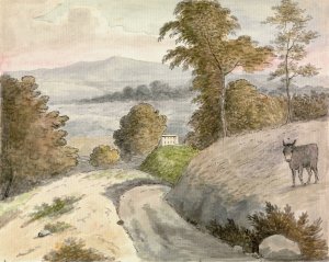 View in Surrey by Edward Francis Burney Oil Painting