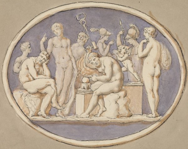 Vulcan and The Gods and Goddesses by Edward Francis Burney - Hand-Painted Oil Painting Reproduction