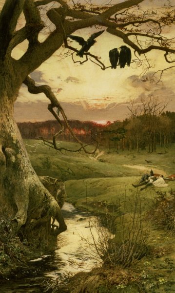 Main Product Photo of Three Ravens Painting by Edward Frederick Brewtnall