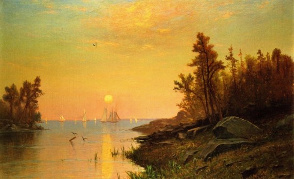 Sunset from the Inlet by Edward Gay - Hand-Painted Oil Painting Reproduction