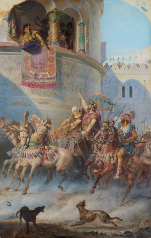 L'entree de Jehu a Jezrael by Edward Henry Corbould Oil Painting