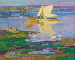 Boat At Dock Oil painting by Edward Henry Potthast
