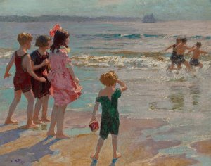 Children at the Shore by Edward Henry Potthast Oil Painting