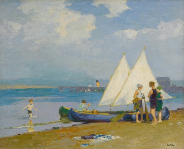 The Conference by Edward Henry Potthast - Hand-Painted Oil Painting Reproduction