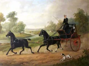 Driving His Tandem by Edward Herberte - Oil Painting Reproduction
