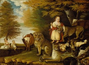 Peaceable Kingdom by Edward Hicks Oil Painting