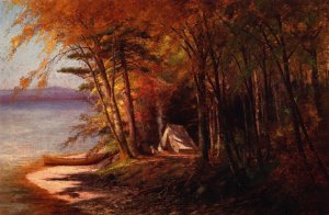 Camping on Saranac Lake, Adirondacks Oil painting by Edward Hill