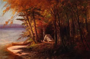 Camping on Saranac Lake, Adirondacks by Edward Hill - Oil Painting Reproduction