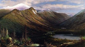 Franconia Notch, White Mts. - Echo Lake and Profile House Oil painting by Edward Hill