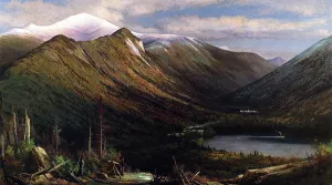 Franconia Notch, White Mts. - Echo Lake and Profile House Oil painting by Edward Hill