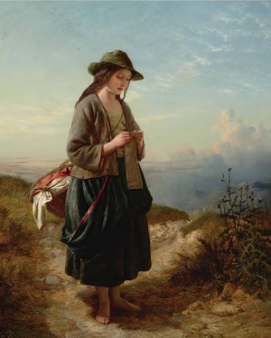 The Crofter's Daughter by Edward John Cobbett Oil Painting
