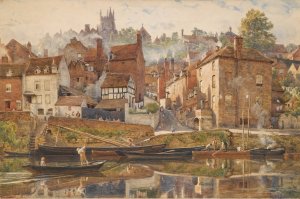 By Severnside, Bridgnorth by Edward John Poynter Oil Painting