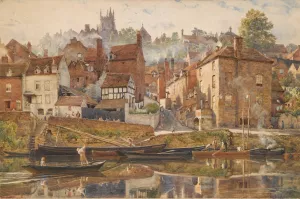 By Severnside, Bridgnorth by Edward John Poynter Oil Painting