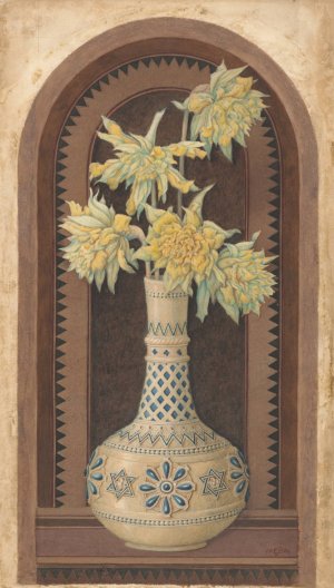 Narcissus in a Blue and White Vase by Edward John Poynter Oil Painting