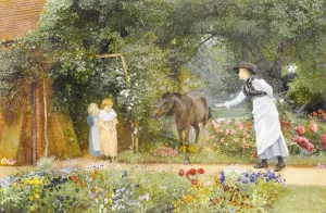 Catching the Pony by Edward Killingworth Johnson - Oil Painting Reproduction