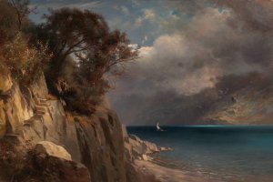 Lake Scene Oil painting by Edward L. Custer