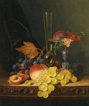 Still Life With A Tazza, Fruit And A Wine Glass by Edward Ladell Oil Painting