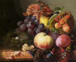 Still Life with Birds Nest and Fruit painting by Edward Ladell