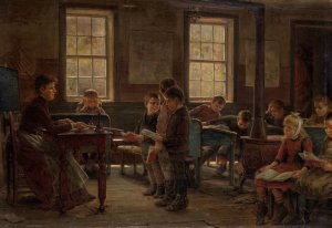A Country School by Edward Lamson Henry Oil Painting