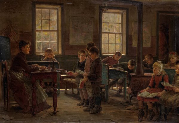 A Country School  by Edward Lamson Henry - Hand-Painted Oil Painting Reproduction