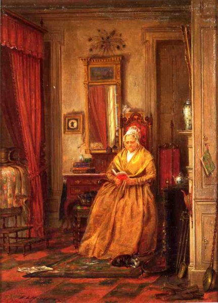 Main Product Photo of At Home with a Good Book Painting by Edward Lamson Henry